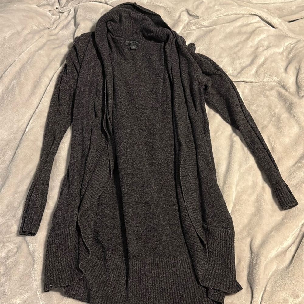 Dark Grey Barefoot Dreams CozyChic Lite Cardigan, Size M